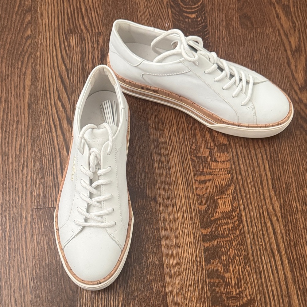 Hogan White Leather Sneakers with Rose Gold Trim